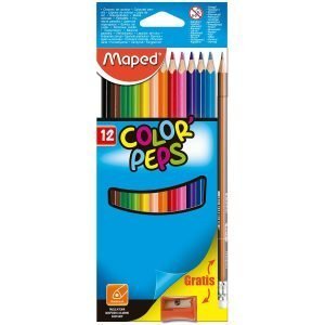 COLORES MAPED TRIANGULAR COLORS'PEPS 12 PZAS +1 LAPIZ +1 SACAPUNTAS